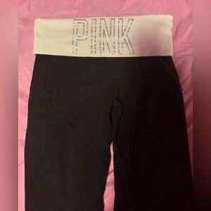 Victoria’s Secret white silver rhinestone bling fold over flared leggings XS